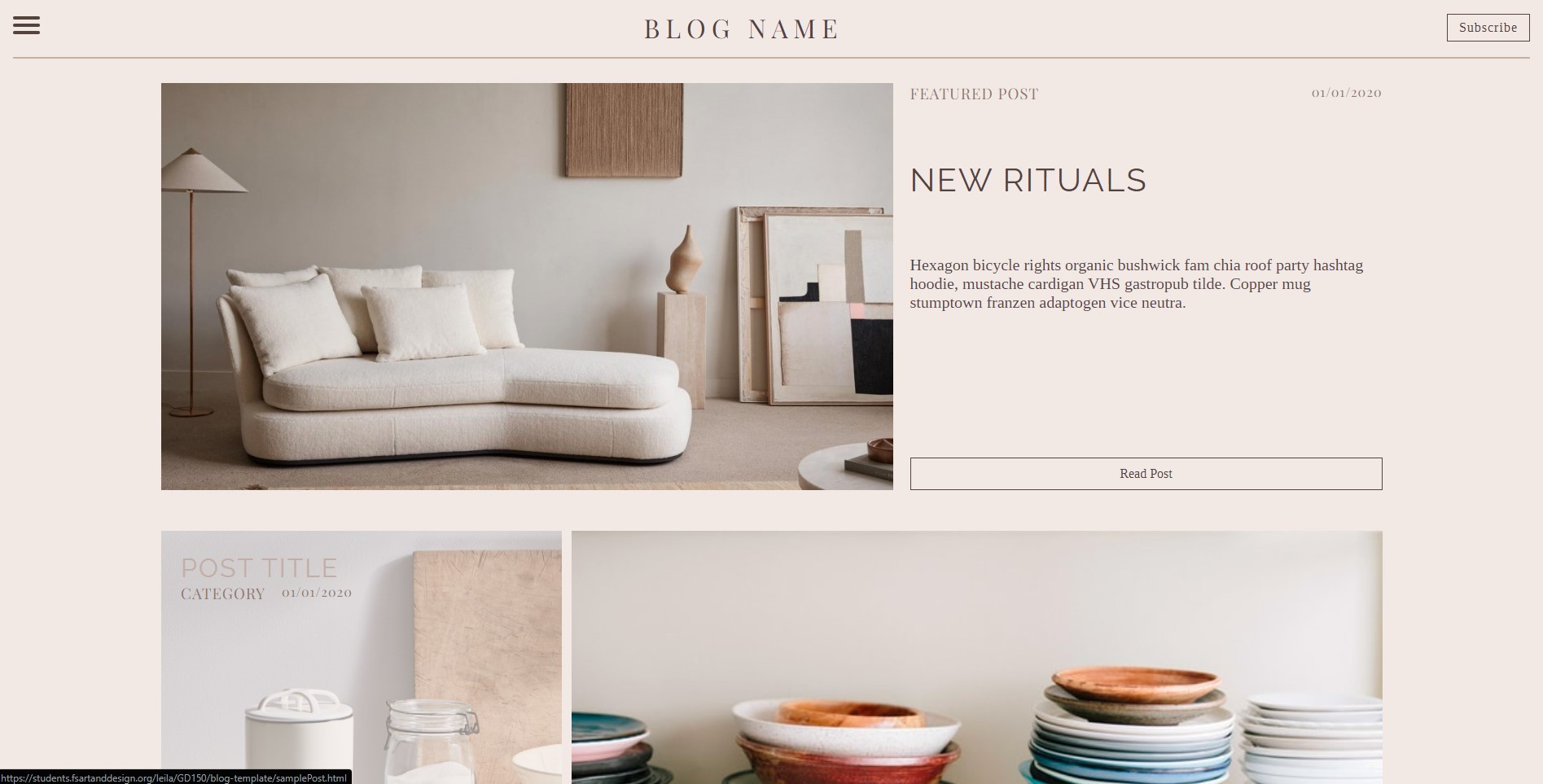 Interior design homepage