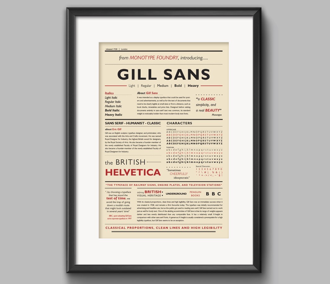 Gills sans type specimen poster
