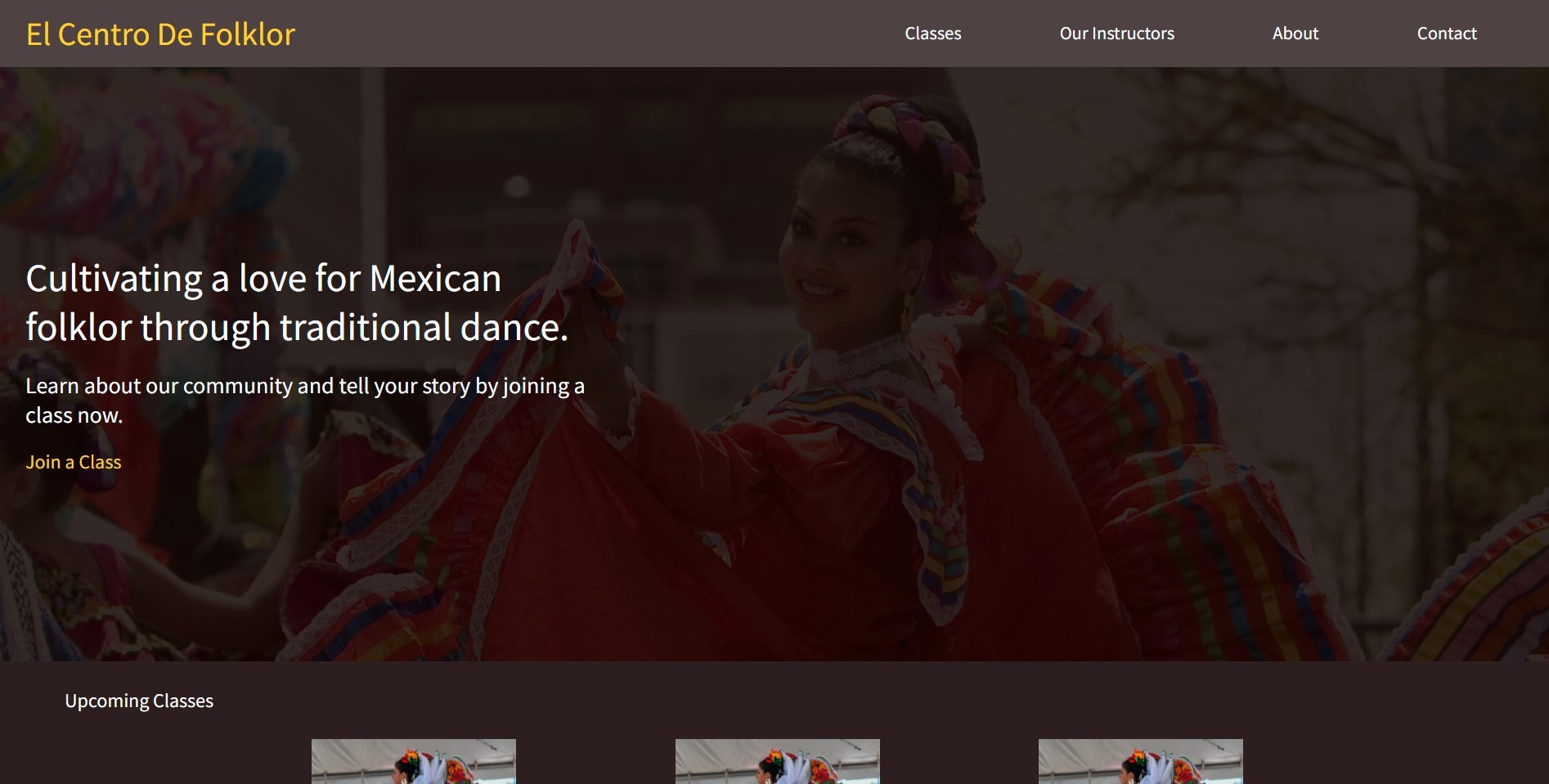 Homepage of el centro de folklor website